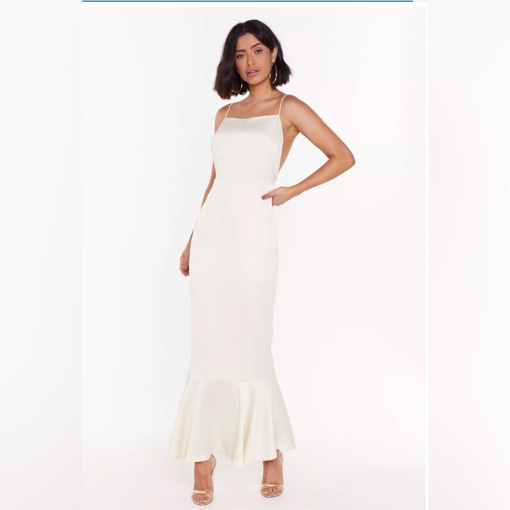 Nasty Gal Cream Satin Maxi Dress - NWT - Size 10